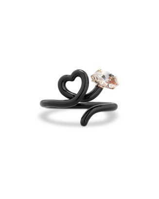 9K Yellow Gold Hearts Rock Crystal & Black Enamel Heart Ring | Bloomingdale's (US)