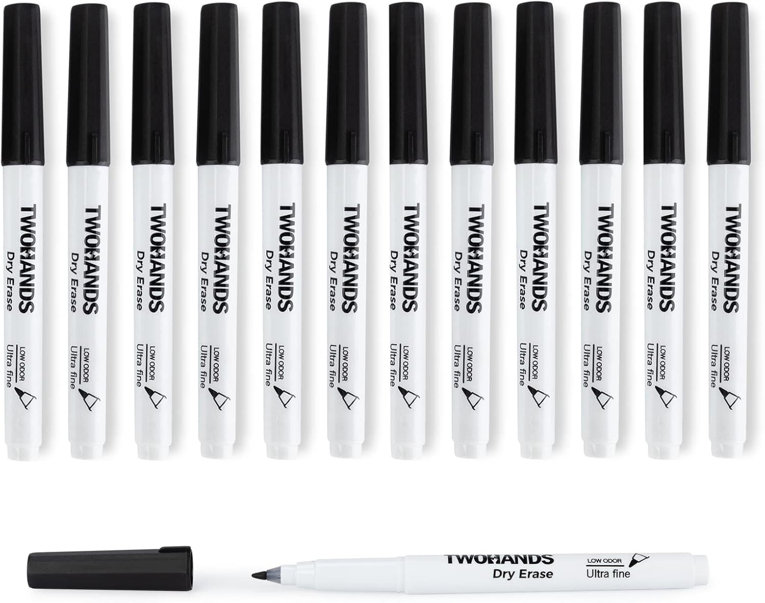 TWOHANDS Dry Erase Markers Ultra Fine Tip,0.7mm,Low Odor,Extra Fine Point,Black,Whiteboard Marker... | Amazon (US)