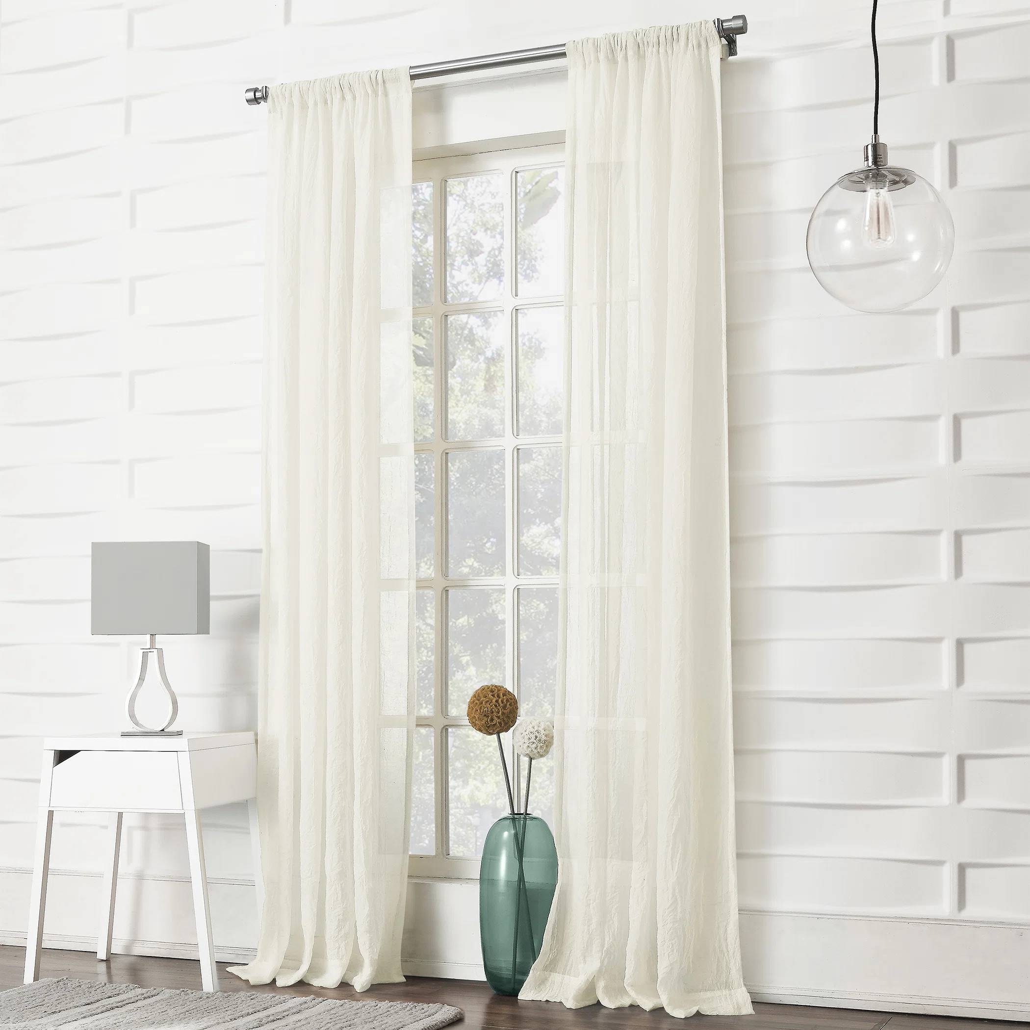 Jaklyn Crushed Texture Semi-Sheer Rod Pocket Curtain Panel | Wayfair North America