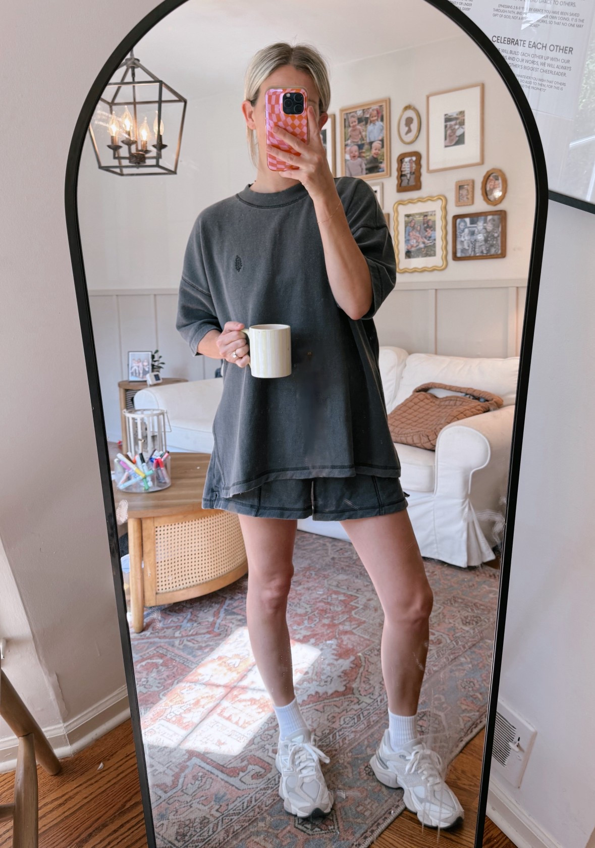 Really worth it, the set and the shoes. I’ve been eyeing for awhile and decided to purge my closet before buying! I am in the small set. I am usually a medium in things now, but like the small. Love the fit, it’s loose and comfy. SHOES ARE EVERYTHING. True to size, I’m a 6.5 and 7 and chose the 7.