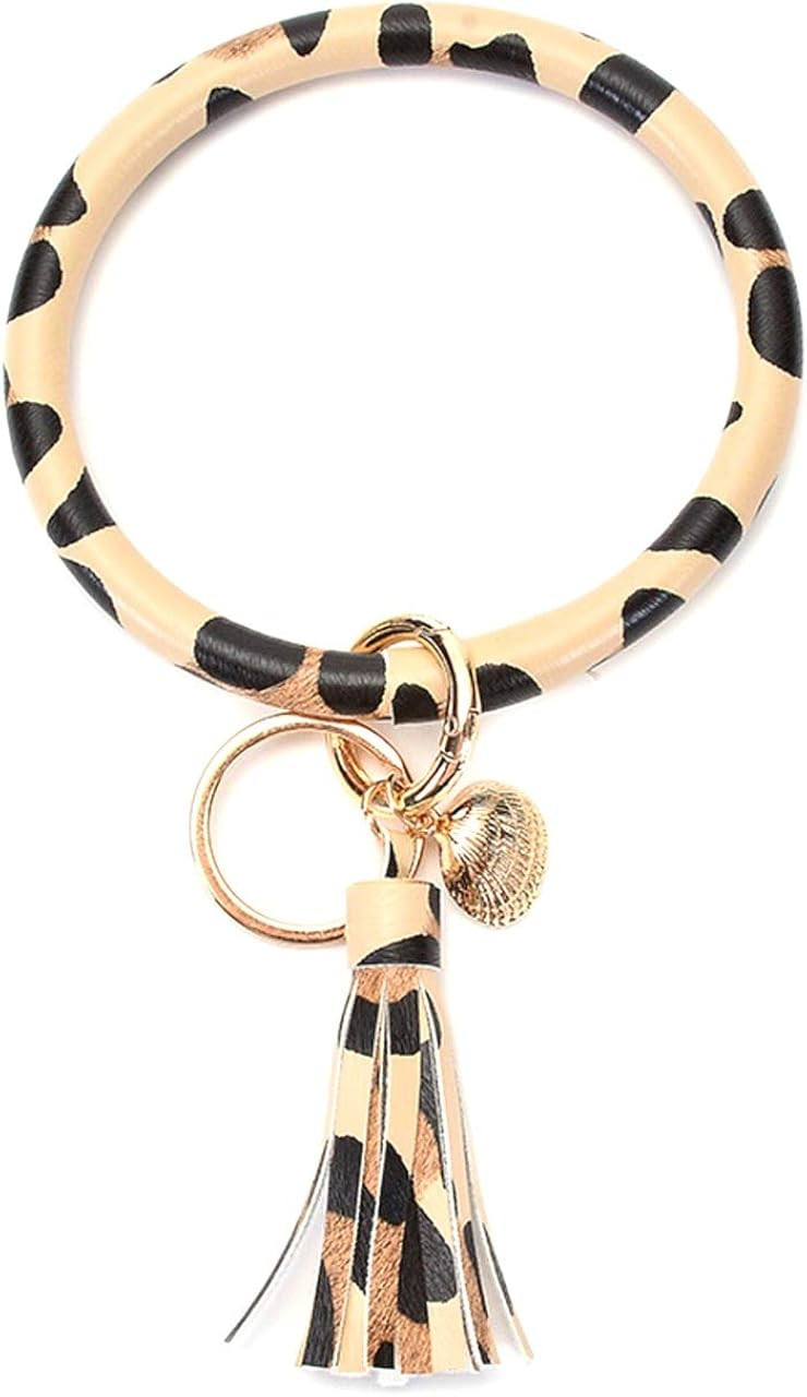 Kangan Key Ring Bracelets Wristlet Keychain Bangle Keyring - Large Circle Leather Tassel Bracelet... | Amazon (US)