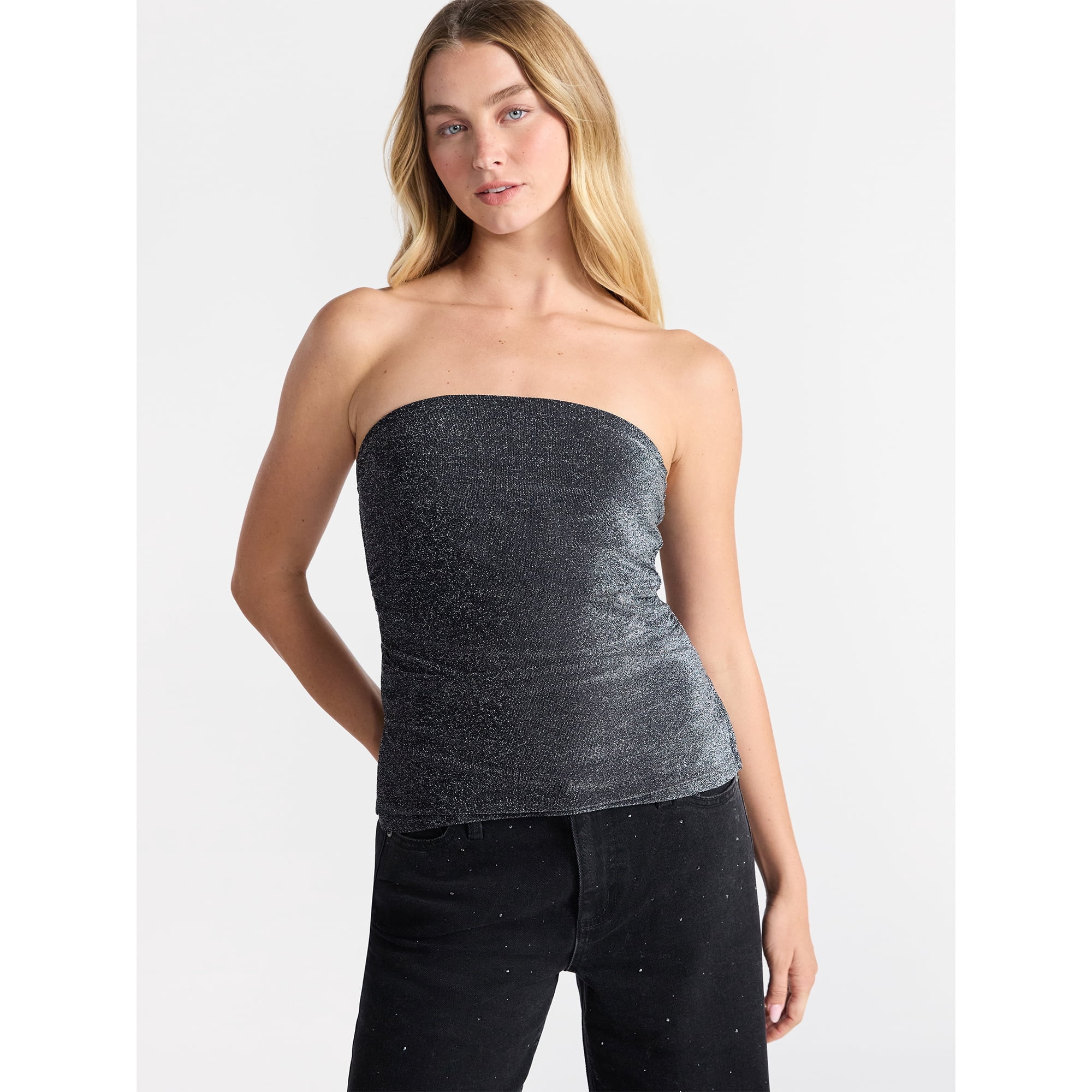 No Boundaries Metallic Tube Top, Women’s | Walmart (US)