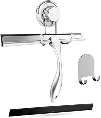 HASKO accessories Bathroom Shower Squeegee Chrome Plated Stainless Steel with Matching Suction Cu... | Amazon (US)
