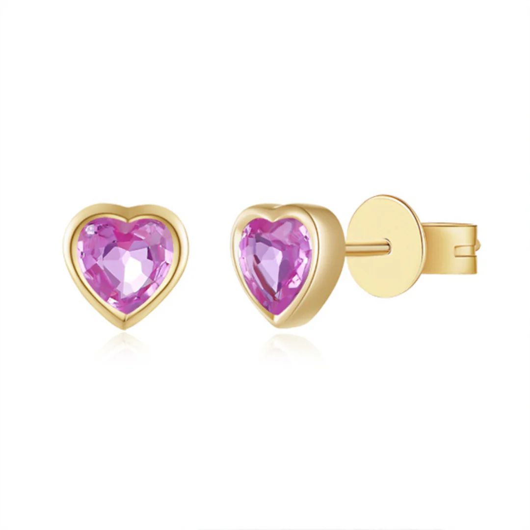 Kait Pink Sapphire Heart Stud Earrings | RW Fine Jewelry