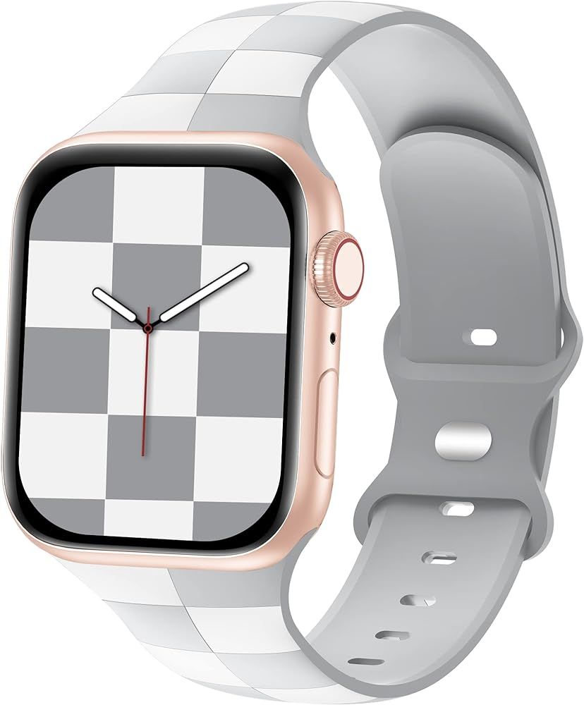 Luxury Checkered Designer Bands Compatible with Apple Watch Band 42mm 44mm 45mm 49mm Women Men,So... | Amazon (US)