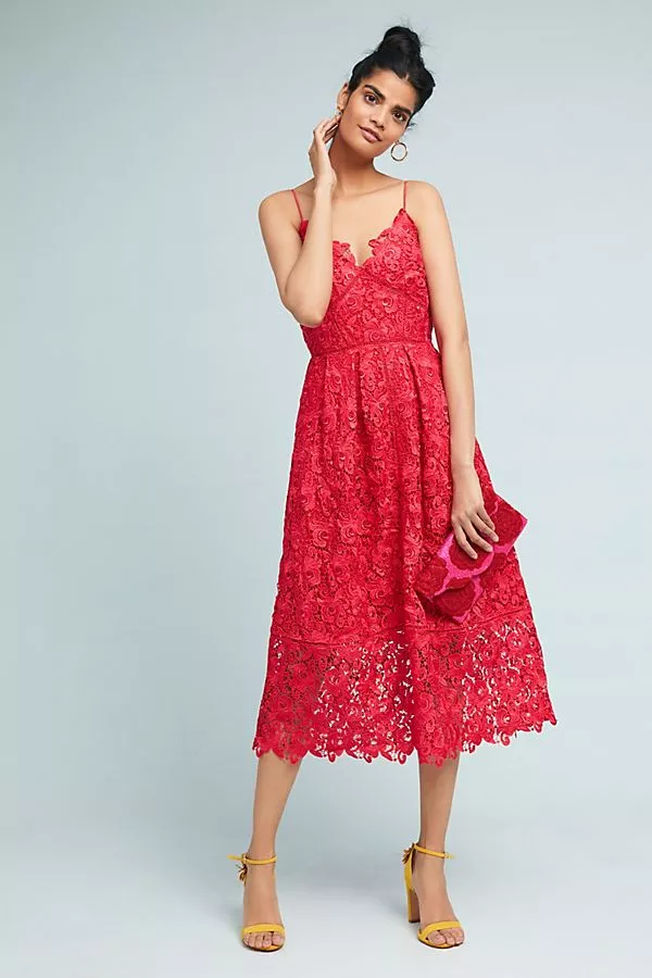 sherbert lace midi dress