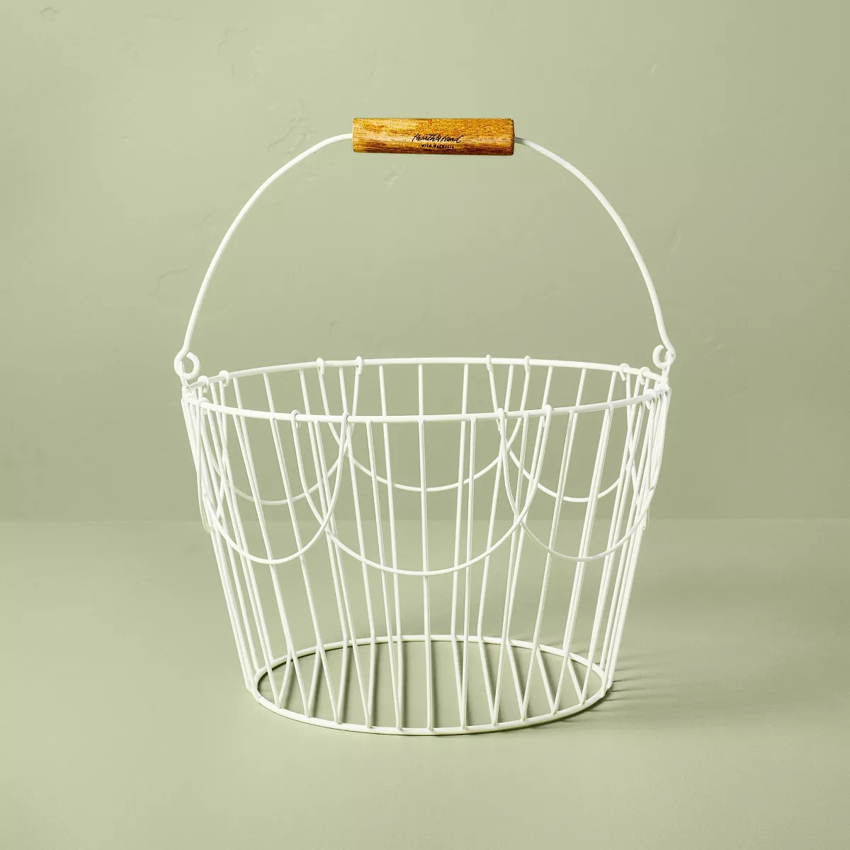 Coated Wire Easter Basket with Wood Handle Cream - Hearth & Hand™ with Magnolia | Target