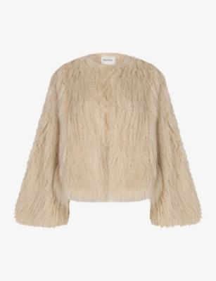 Manda round-neck long-sleeve faux-fur jacket | Selfridges