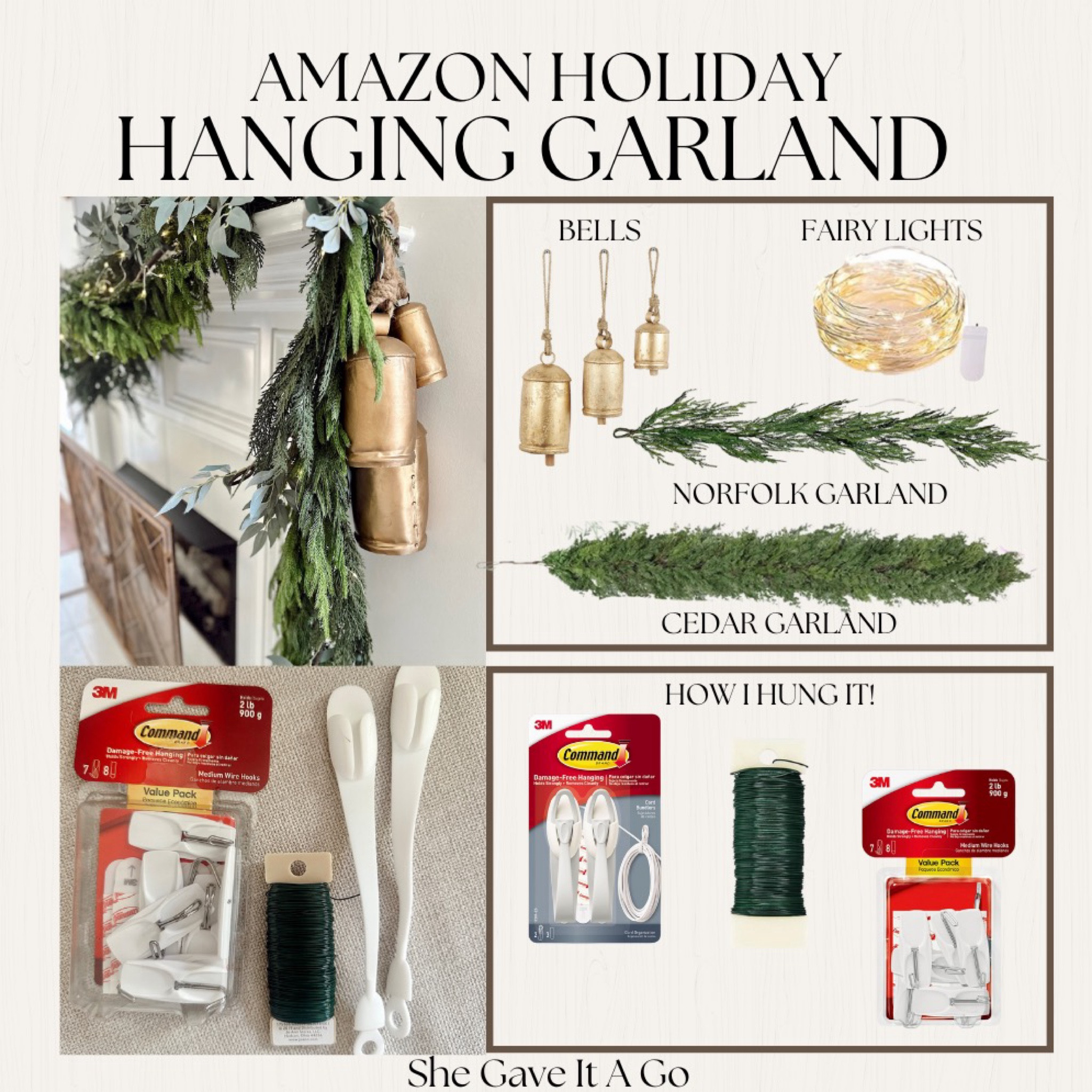 amazon holiday hanging garland!! and what I use to hang it up!!

#LTKHome #LTKHoliday #LTKSeasonal