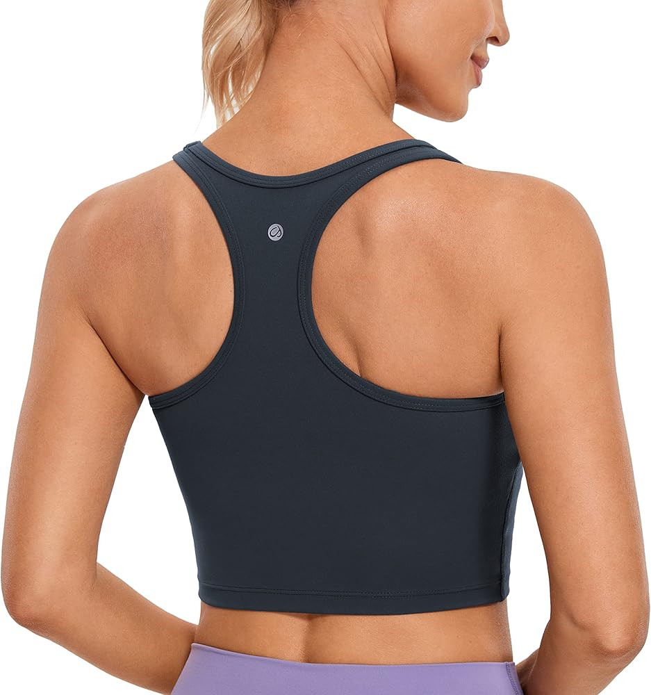 CRZ YOGA Butterluxe Womens Y-Back Racerback Longline Sports Bra - Padded Scoop Neck Workout Crop ... | Amazon (US)