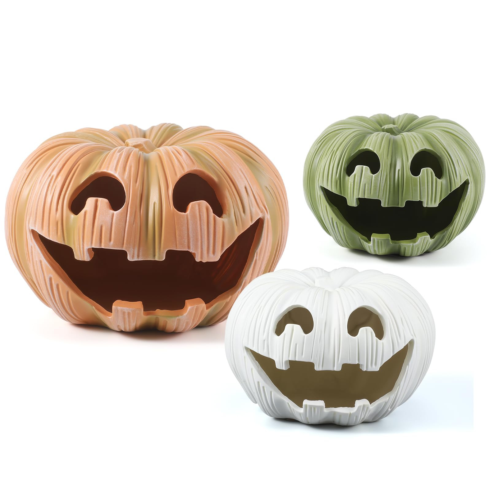 Sumind Halloween Pumpkin Tea Light Holder - Stacked Jack O Lanterns Pale Resin Candle Holder for ... | Amazon (US)