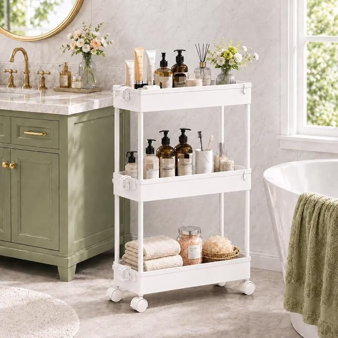 Narrow Rolling Cart with Wheels for Kitchen Office Bathroom Laundry Room,Mobile Utility Cart for ... | Amazon (US)