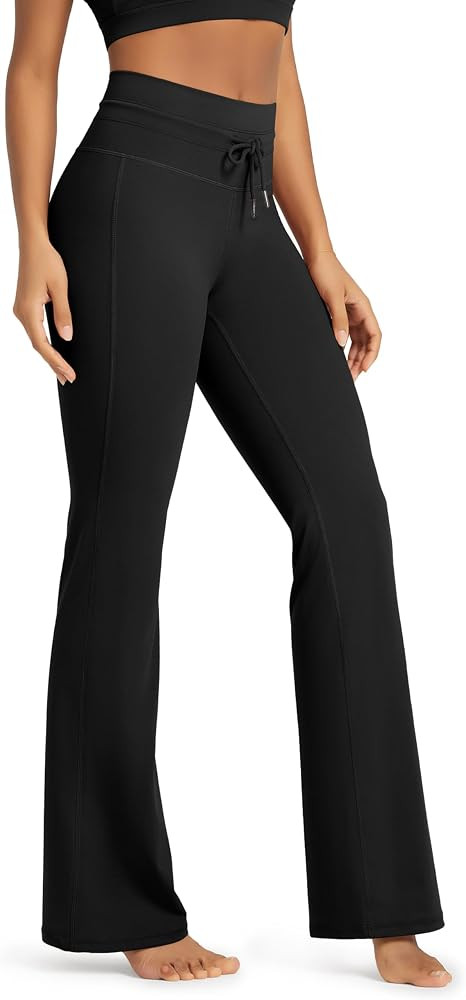 ODODOS Women's Drawstring Tie Flared Pants High Waist Bootcut Workout Yoga Pants - 30" / 32" Inse... | Amazon (US)