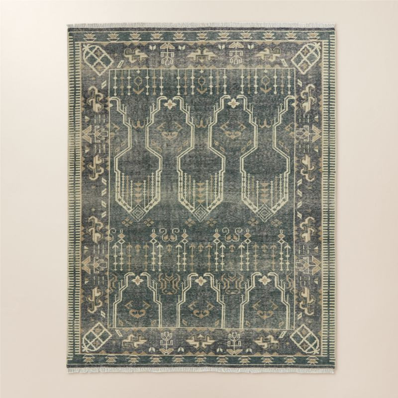 Cala Hand-Knotted Faded Teal New Zealand Wool Area Rug 5'x8' | CB2