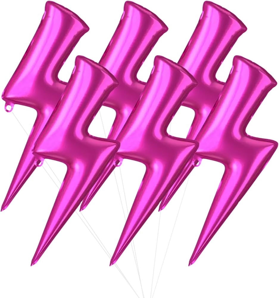 6 Pcs Lightning Balloons 45 Inch Pink Flash Mylar Foil Balloons For Party Thunder Lightning Shape... | Amazon (US)