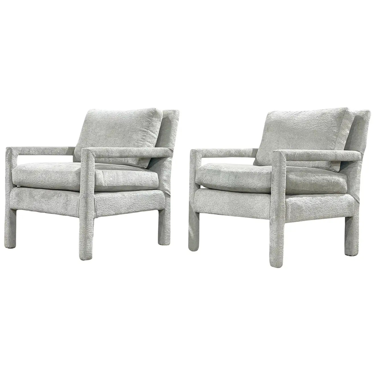 Pair Midcentury Parsons Style Lounge Chairs by Bernhardt, After Milo Baughman | 1stDibs