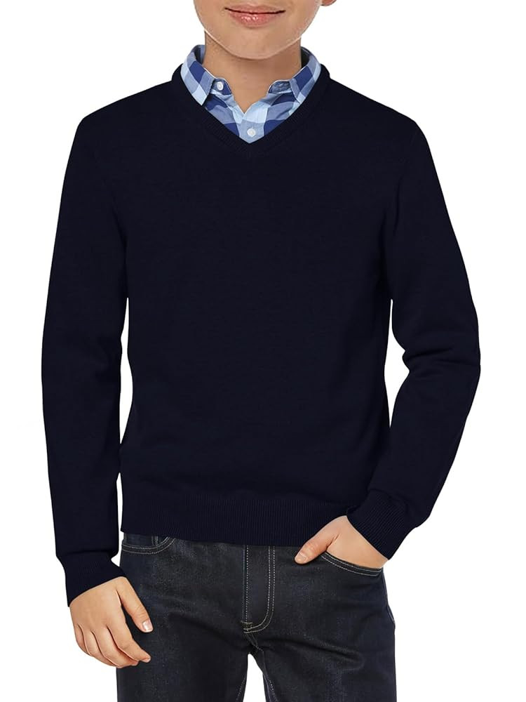 Haloumoning Boys School Uniform Sweater Kids Long Sleeve V Neck Pullover Fall Winter Clothes 5-14... | Amazon (US)
