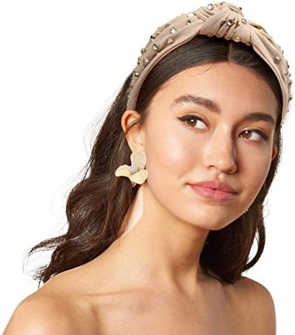 Pearl Knotted Headbands for Women Hair Twist Rhinestone Top Knot 2PCS Wide Band Fashion Cute Studs H | Amazon (US)