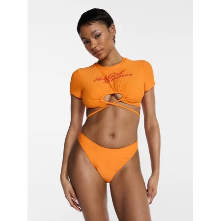 Hot Girl Summer by Megan Thee Stallion Women's and Women's Plus Cutout Swim Top with Keyhole Fron... | Walmart (US)
