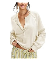 Womens Half Button Sweater Henley Neck Pullover Top | Amazon (US)