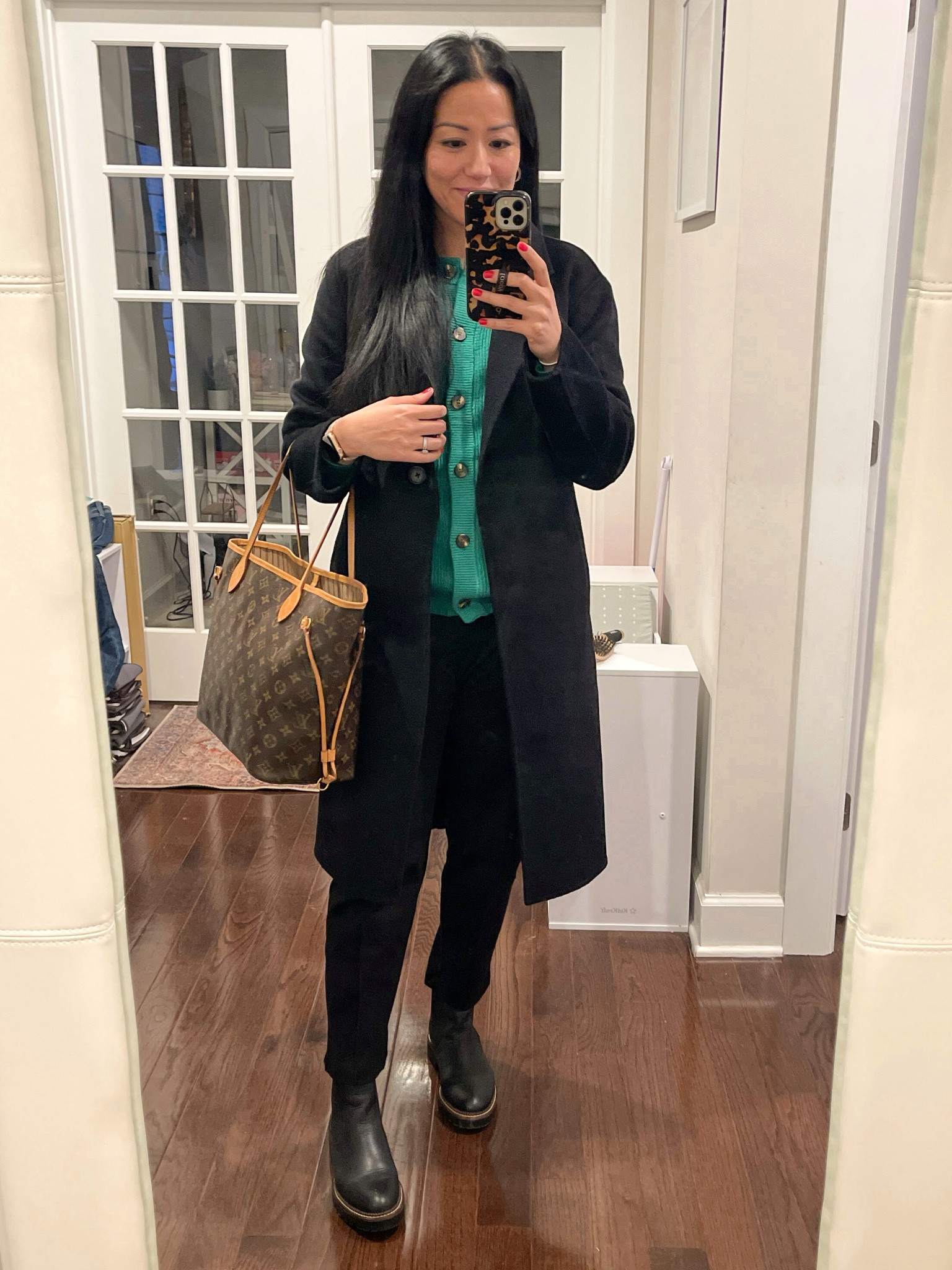 Size small cardigan
Size XS pants
Boots are true to size
Size XS coat




#LTKStyleTip #LTKOver40 #LTKSaleAlert