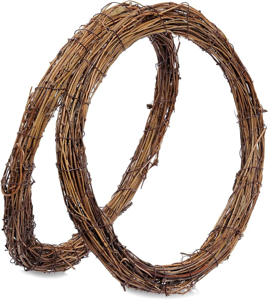 Grapevine Wreath Set, Marrywindix 2 Pieces Natural Vine Branch Wreath Christmas DIY Rattan Wreath... | Amazon (US)