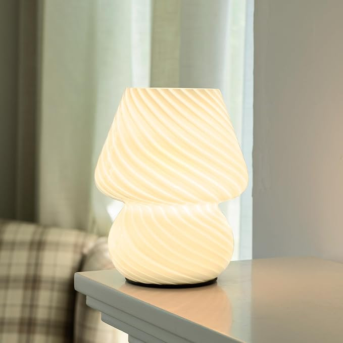 Battery Operated Mushroom Lamp - Vintage Small Table Lamp with Timer, Cordless Bedside Nightstand... | Amazon (US)