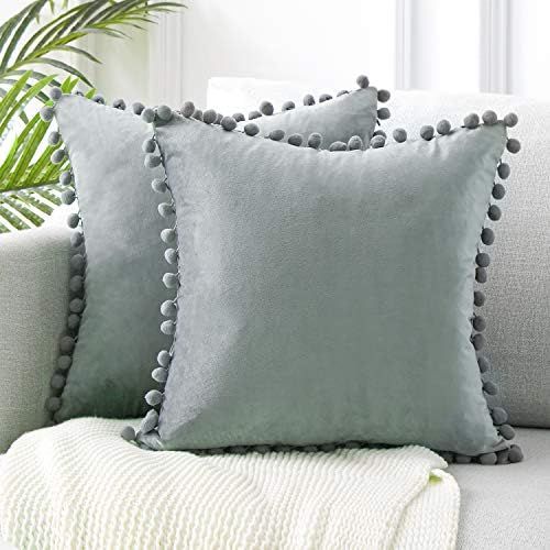 Top Finel Decorative Throw Pillow Covers for Couch Bed Soft Particles Velvet Solid Cushion Covers... | Amazon (US)