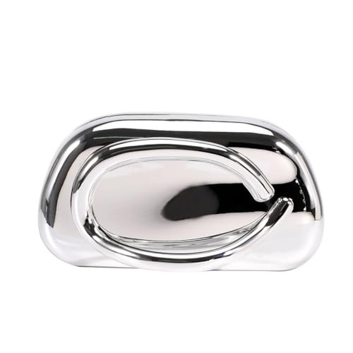 MXCMXC Women’s Acrylic Evening Clutch Purse, Elegant Shell Handbag with Metal Handle Wedding Party Prom Crossbody Shoulder Bag (Silver) | Amazon (US)