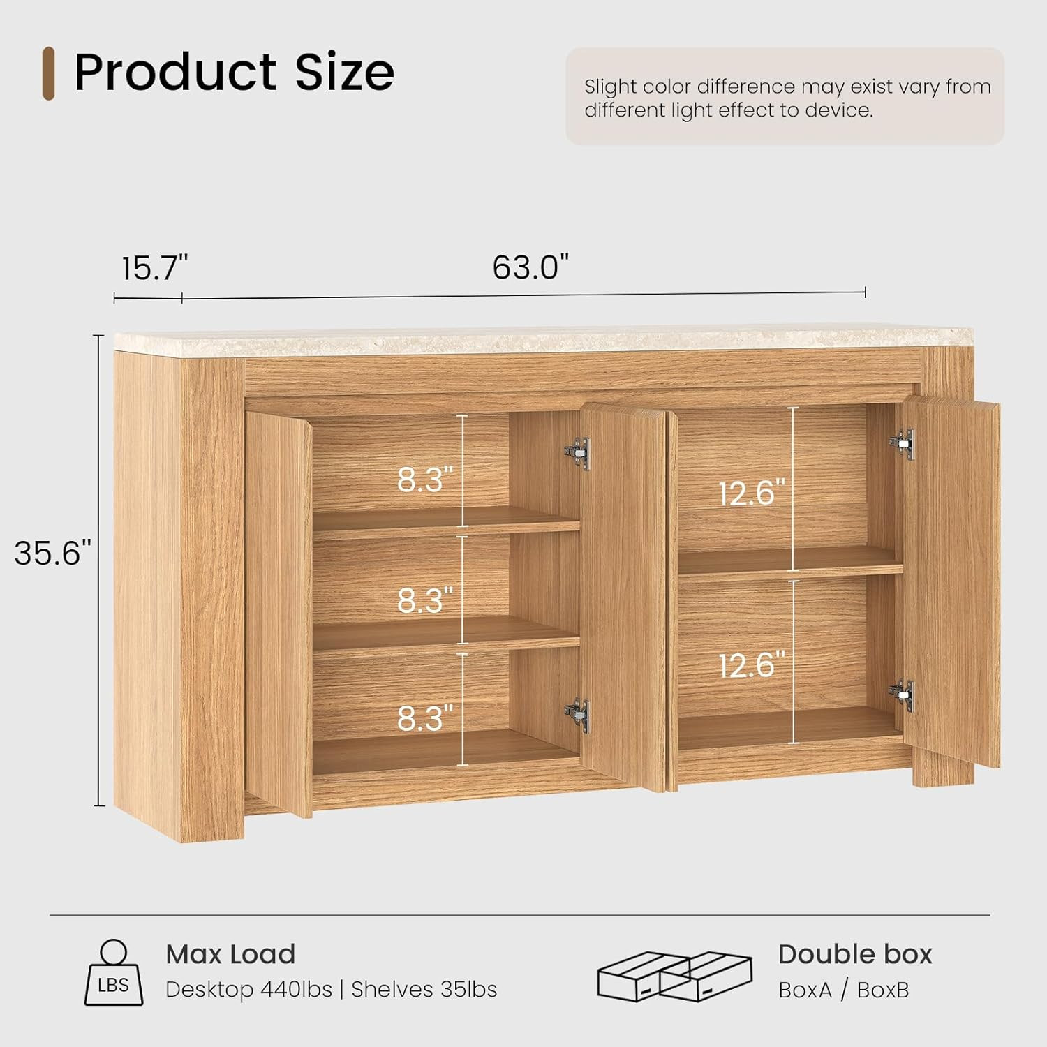 Buffet Cabinet with Storage, 63" Sideboard Buffet Accent Cabinet with Faux Marble Top & 4 Doors, ... | Amazon (US)