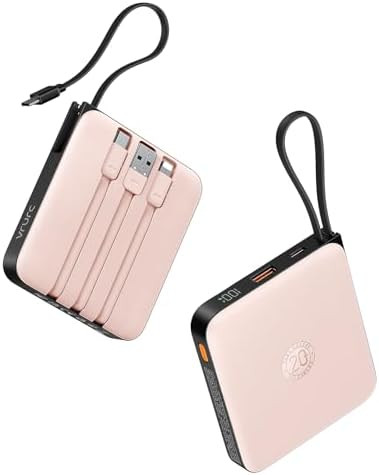 VRURC Portable Charger for iPhone Built-in Cables, 22.5W USB C Fast Charging 10000mAh Pocket Powe... | Amazon (US)