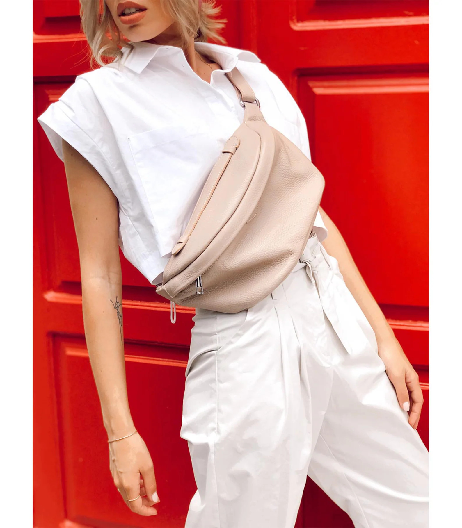 Oversized Leather Fanny Pack, Leather Belt Bag, Leather Bum Bag, Belt Bag With Removable Strap - ... | Etsy (US)