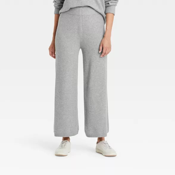 Women's Mid-Rise Wide Leg Ankle Sweater Pants - A New Day™ | Target