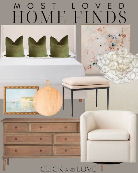Most Loved home finds from last week! A beloved swivel chair and bed frame with affordable artwork! Shop everyone’s recent favorites below. 

Target finds, target home, neutral bed, accent chair, swivel chair, artwork, wall art, under $20, charcuteries board, $20 blanket, cozy throw, bubble chandelier, lighting, bench, ottoman, wooden dresser, storage solutions, velvet pillows, pillow cover, home decor, interior design, accent home finds

#LTKhome #LTKstyletip #LTKfindsunder100