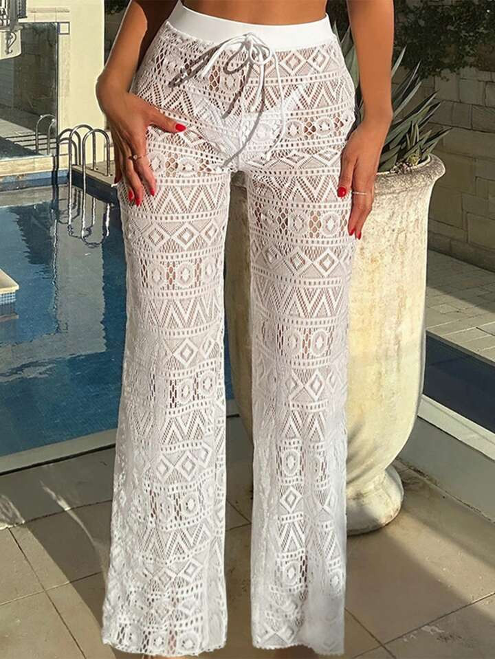 SHEIN Swim Uitgeholde Taille Met Trekkoord Cover-Up Broek | SHEIN