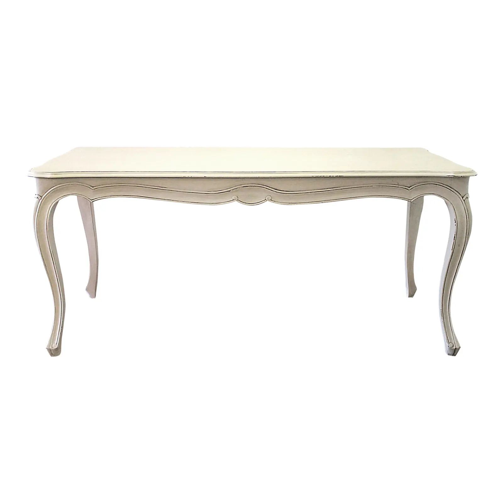 20th Century French Country Painted Dining Table With Drawers | Chairish