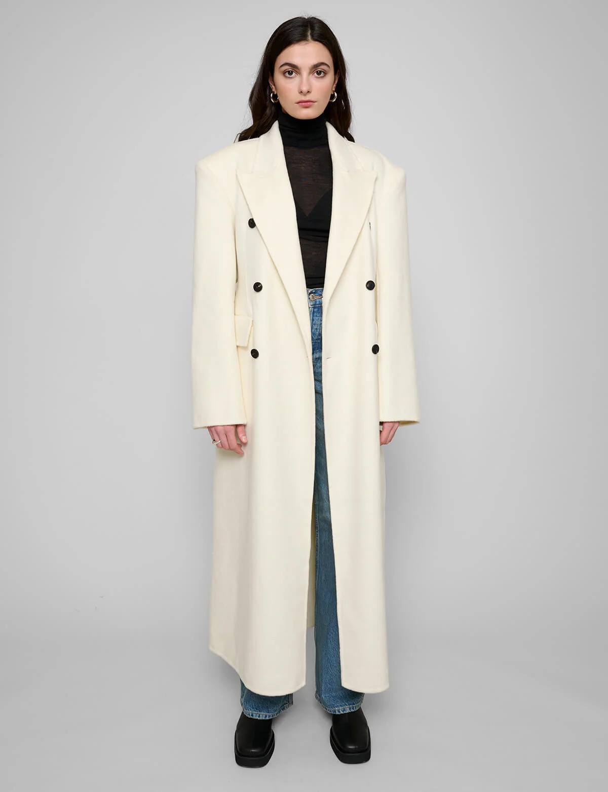 White Maxi Double Breasted Coat-BESTSELLER | Pixie Market