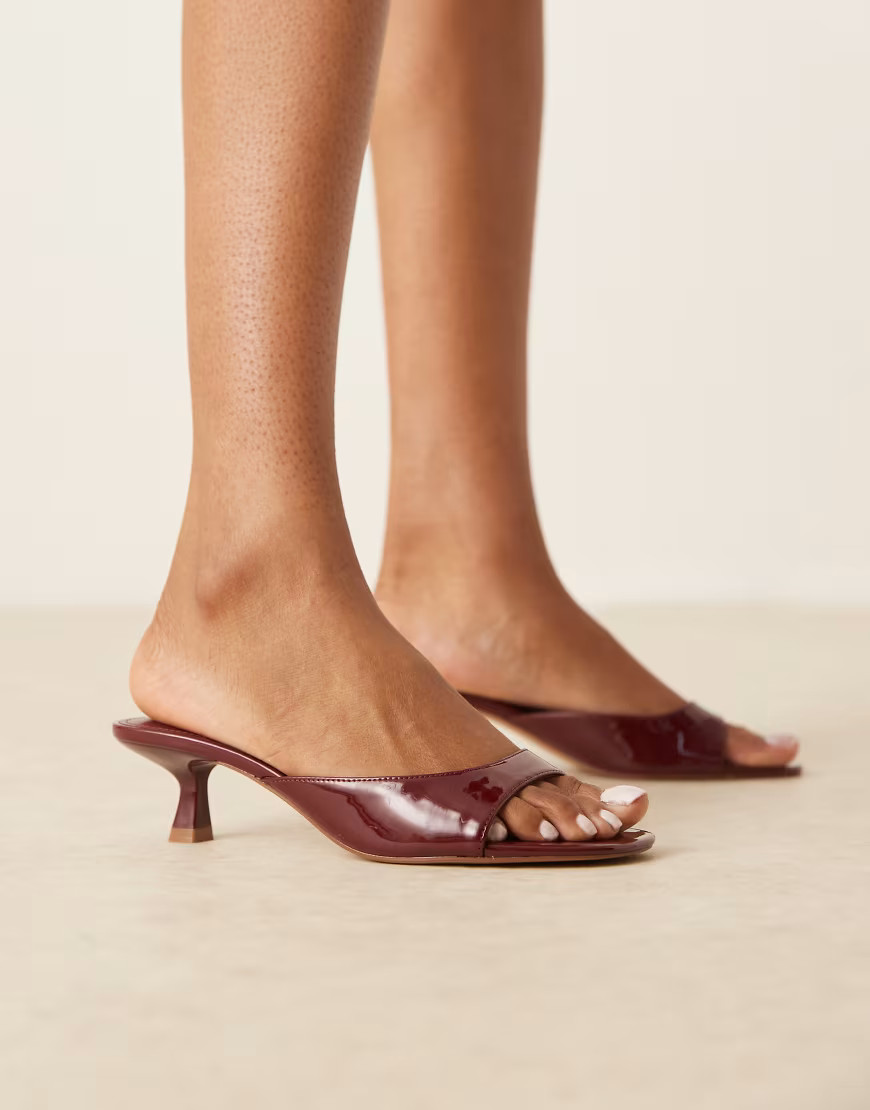 Mango open back kitten heel sandals in cherry red | ASOS (Global)
