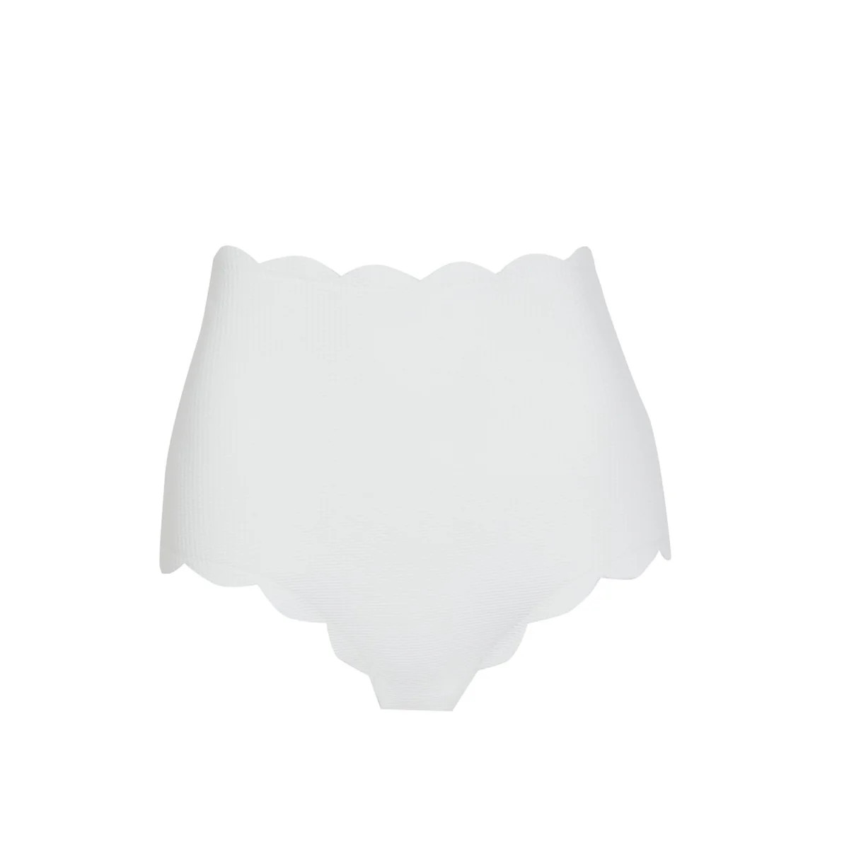 Marysia Womens Santa Monica High Waisted Bikini Bottom in Coconut | Italian Stretch Scalloped Bik... | Marysia 