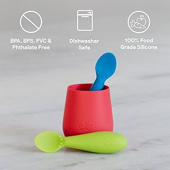 ezpz Infant Spoon 2 Pack Set (6 Months + | Gray) - 100% Silicone Tiny Baby Spoon for Baby Led Wea... | Amazon (US)