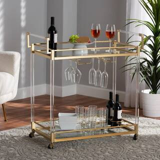 Baxton Studio Savannah Gold Wine Cart 220-12524-HD - The Home Depot | The Home Depot