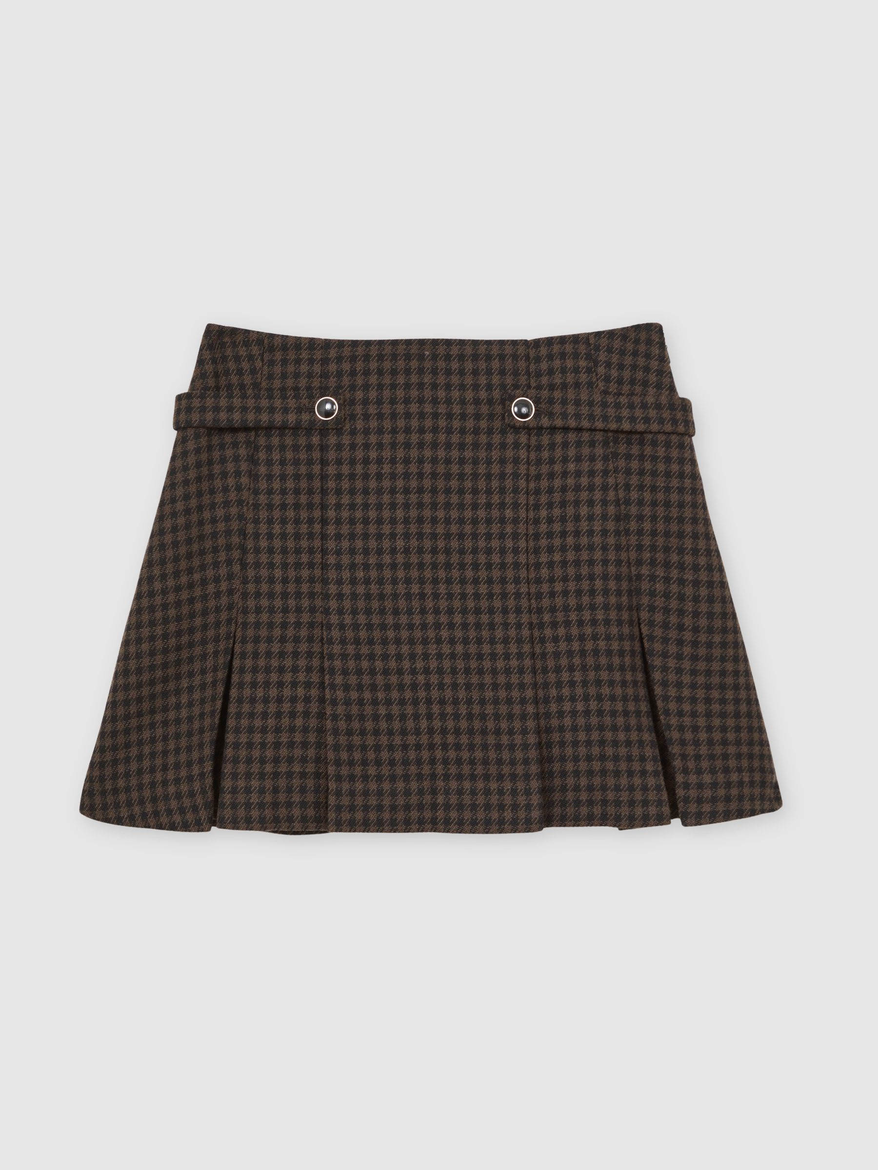 Wool-Blend Check Mini Skirt in Black/Brown | Reiss UK