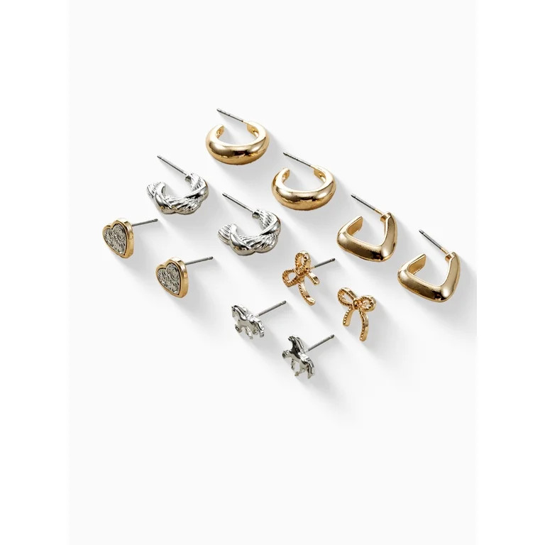No Boundaries Mixed Metal 6pc Earring Set | Walmart (US)