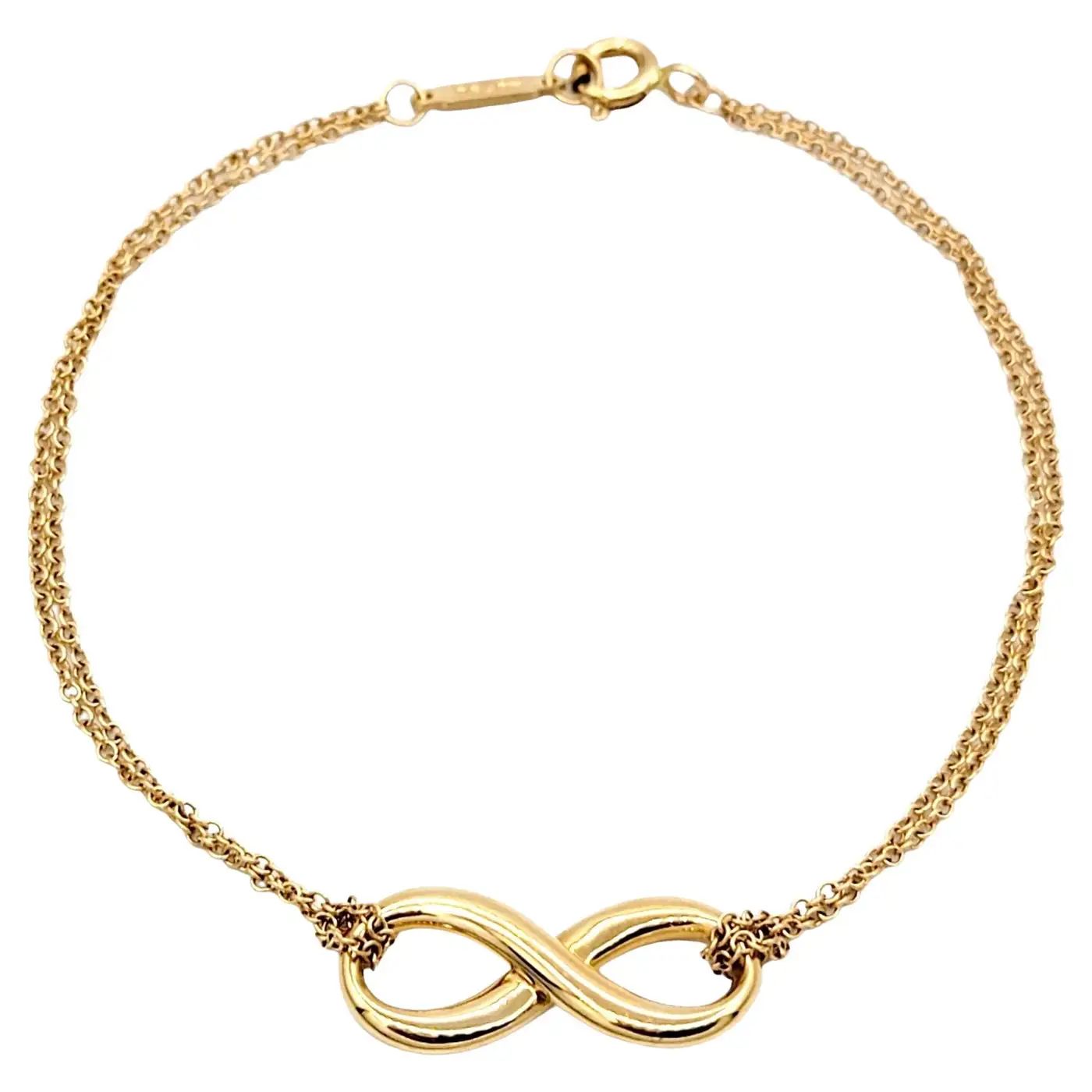 Tiffany & Co. Polished 18 Karat Rose Gold Infinity Double Strand Chain Bracelet | 1stDibs