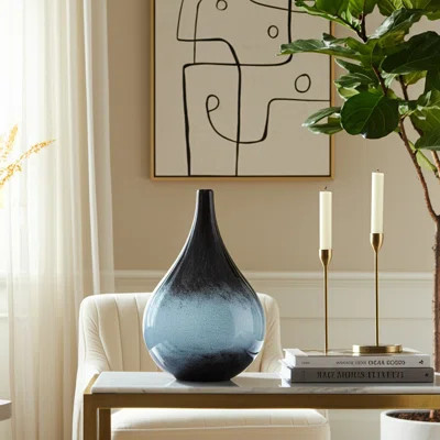 Lenahan Glass Vase Glass Construction Glam Style Modern Sleek Accent Contemporary Decorative Vessel Elegant Statement Piece Sculptural Art-Inspired Si | Wayfair North America