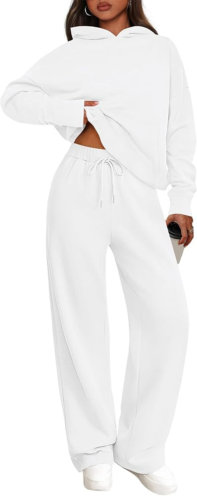 PRETTYGARDEN Women's 2 Piece Outfits Spring Sweatsuits Oversized Hoodies Wide Leg Sweatpants Trac... | Amazon (US)