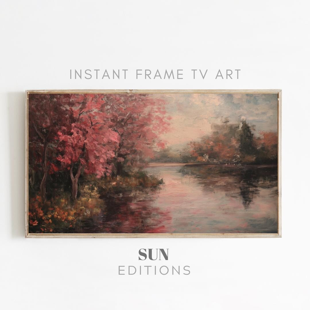 Frame Tv Art Screen Background Art Vintage Autumn Art for Tv Rustic Farmhouse Vintage Fall Pink a... | Etsy (US)