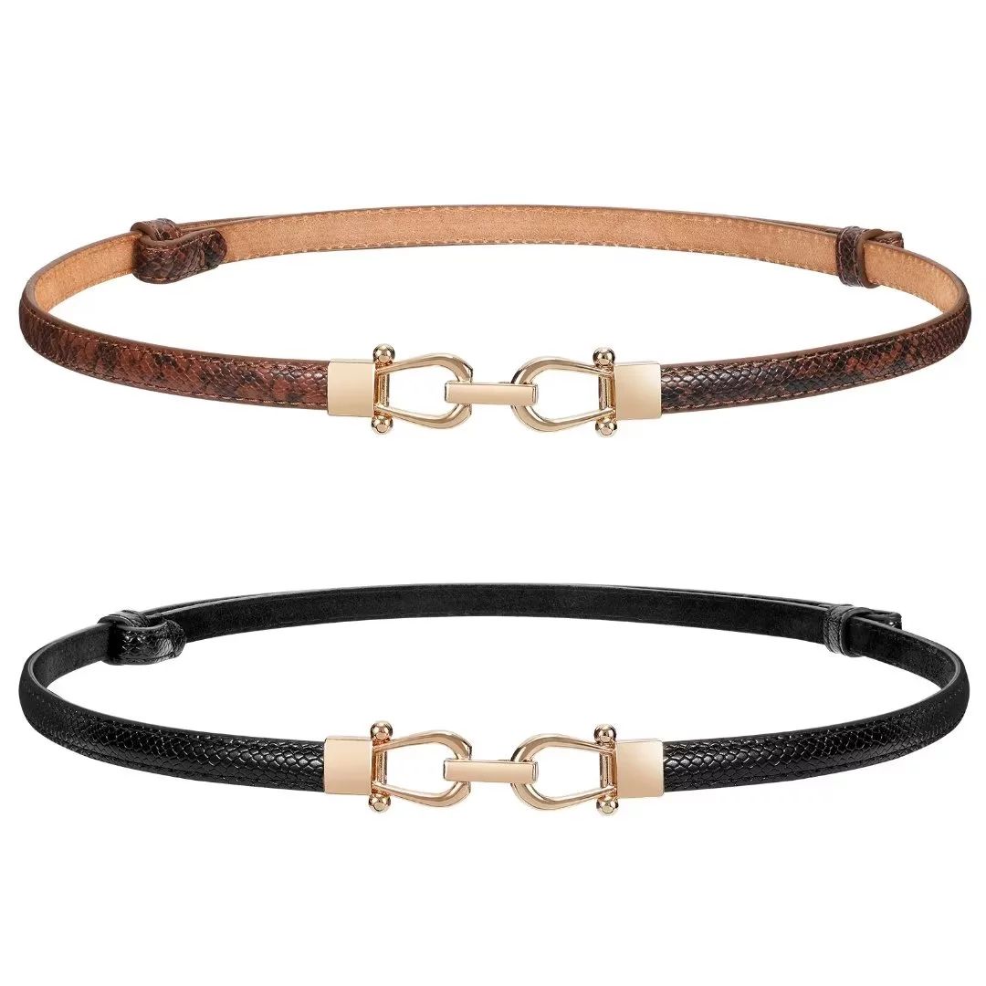 2Packs JASGOOD Leather Skinny Women Belts Thin Waist Belt for Dresses up to 37 Inches | Walmart (US)