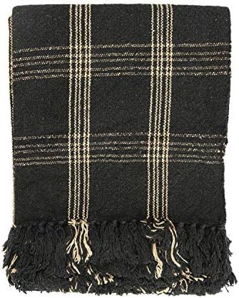 Creative Co-op DF3609 Plaid Black & Tan Fringed Woven Cotton Blend Throw, Black | Amazon (CA)