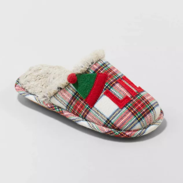 Girls' Lil Elf Plaid Slide Slippers - Wondershop™ | Target